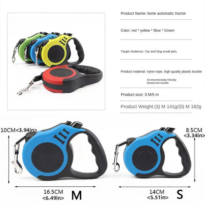 Retractable Dog Leash with Double Switch